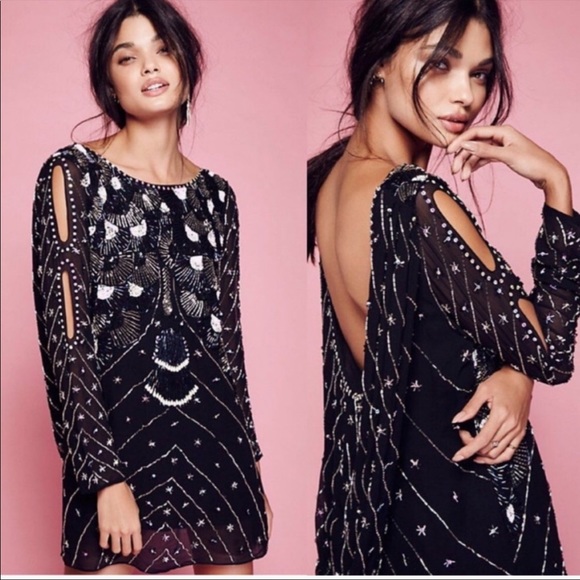 Jen's Pirate Booty Dresses & Skirts - Jen’s Pirate Booty Dali Sequin Embellished Long Sleeve Mini Dress Black Sz Small